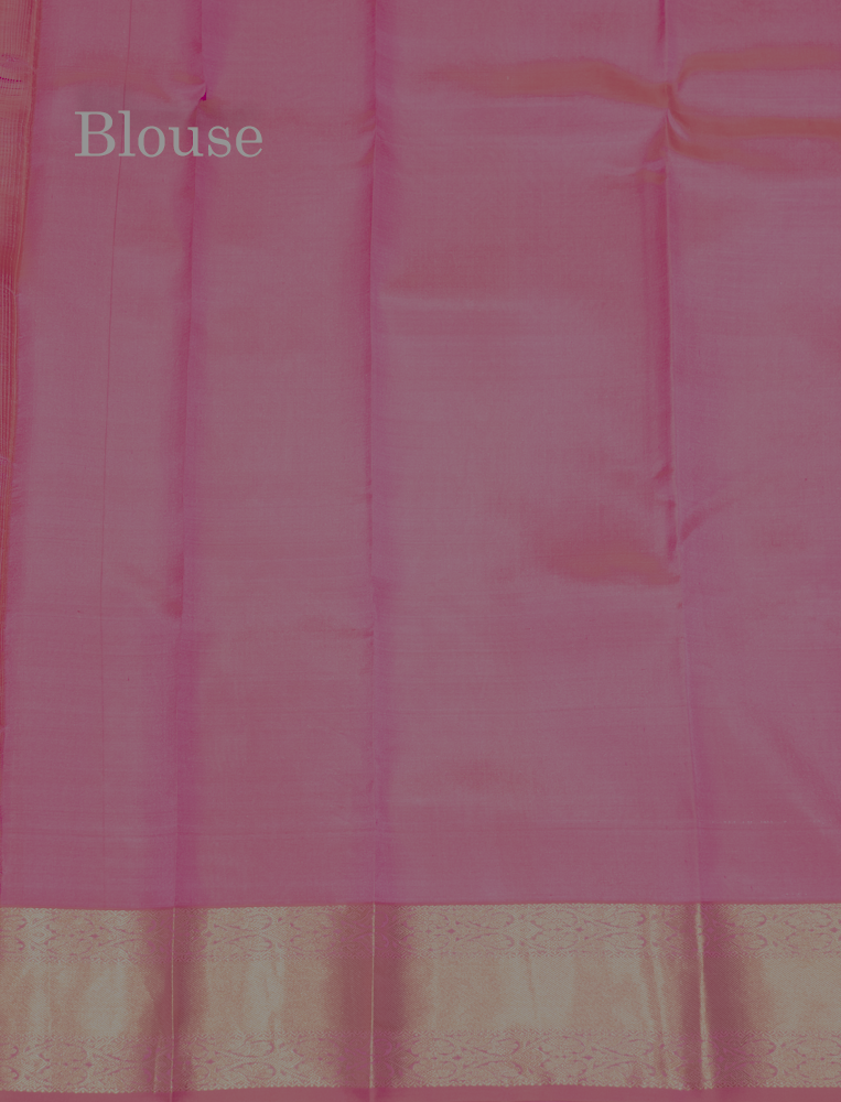 Pink Colour Pure Kanjivaram Silk Saree With Gold Zari Border