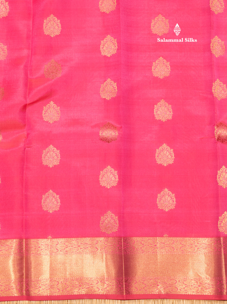 Pink Colour Pure Kanjivaram Silk Saree With Gold Zari Border