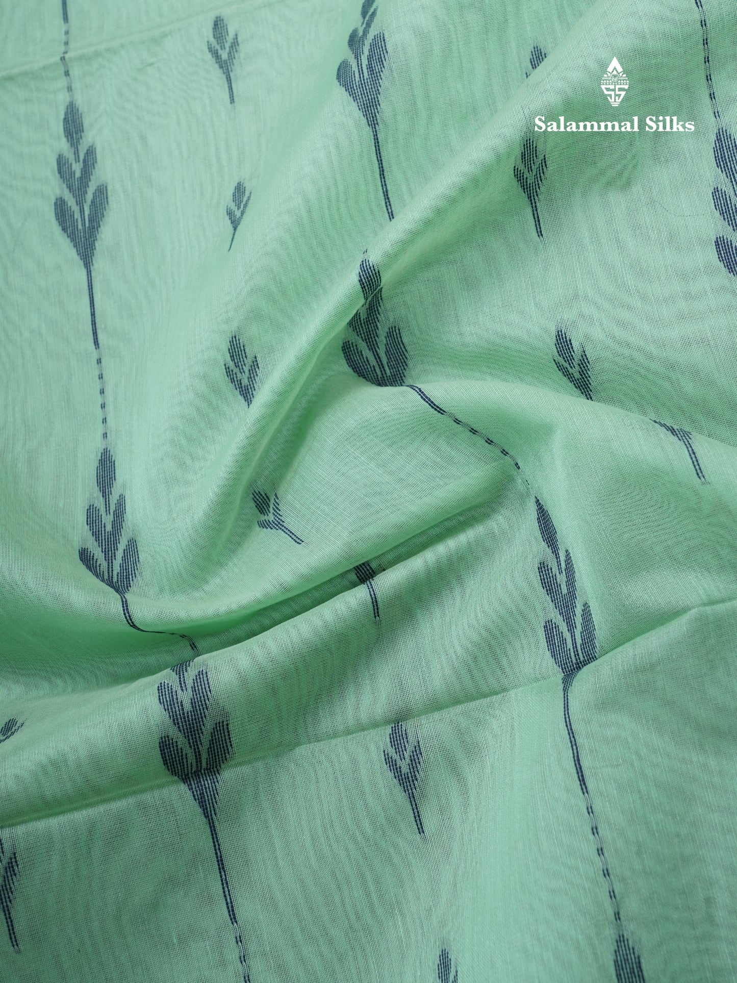 Rexona Green Beautiful Fancy Kora Cotton Saree With Contrast Blue Blouse