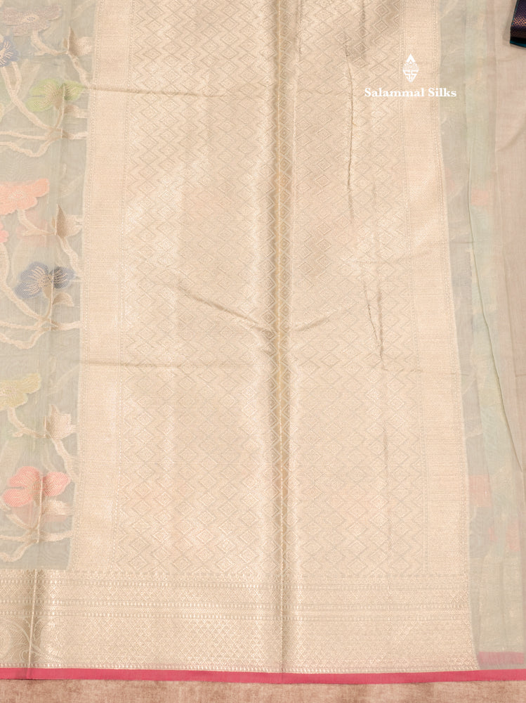 Light Green Colour Cotton Mix Saree With Blouse