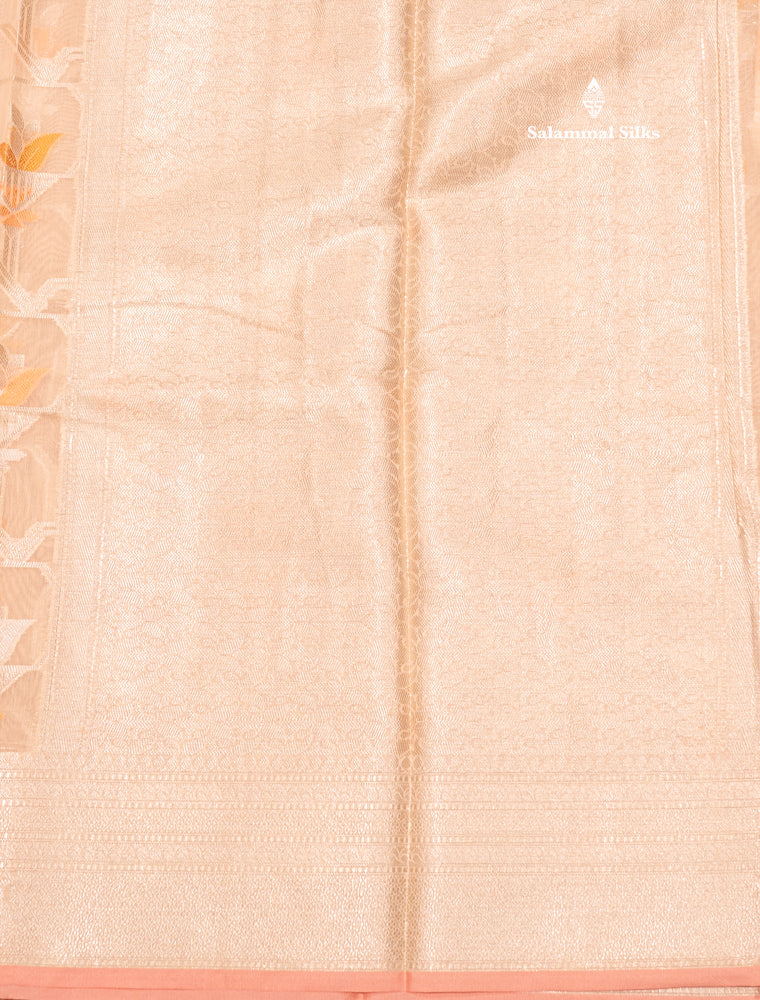 Light Peach Colour Cotton Mix Saree With Blouse