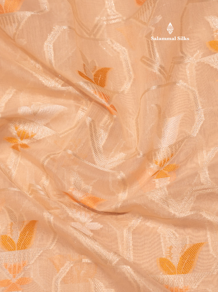 Light Peach Colour Cotton Mix Saree With Blouse