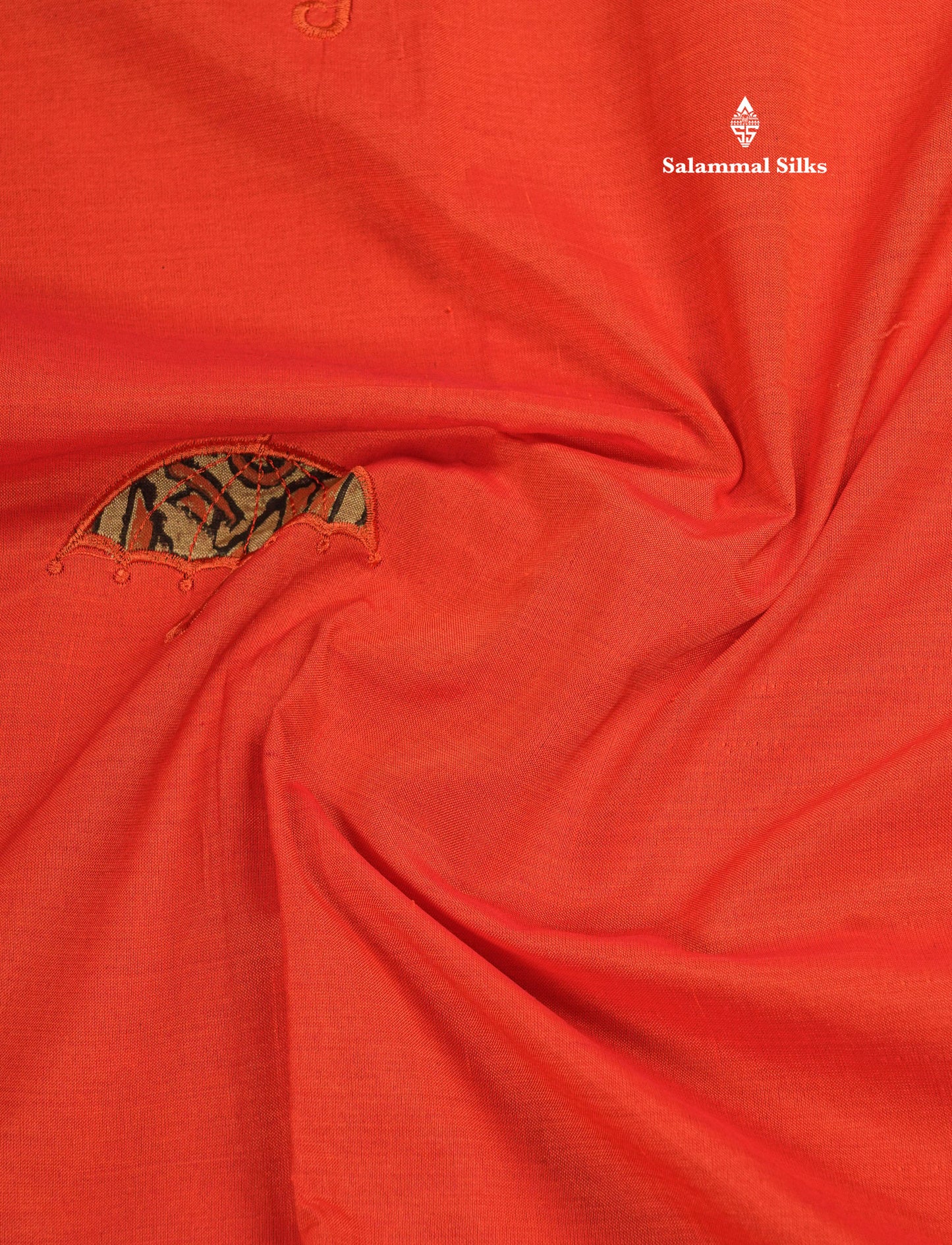 Orange Mixed Cotton Saree With Contrast Sandal Printed Blouse