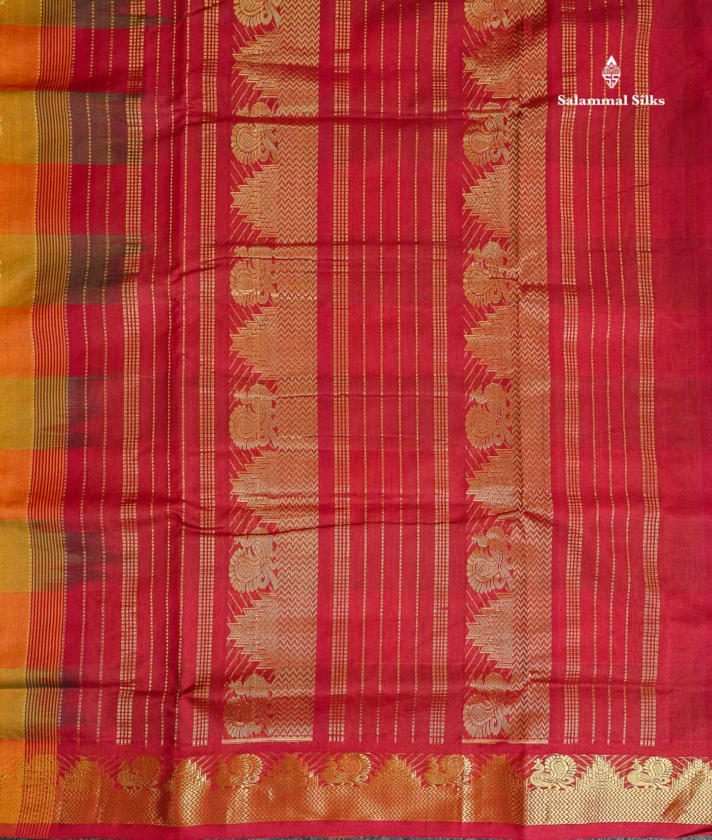 Pallu Of Multicolour Semi Silk Cotton Saree