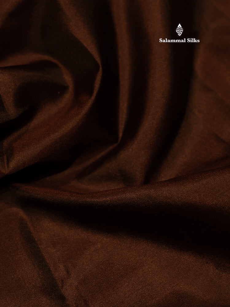 Dark Brown Colour Pure Kanjivaram Silk Saree with Pallakku Border