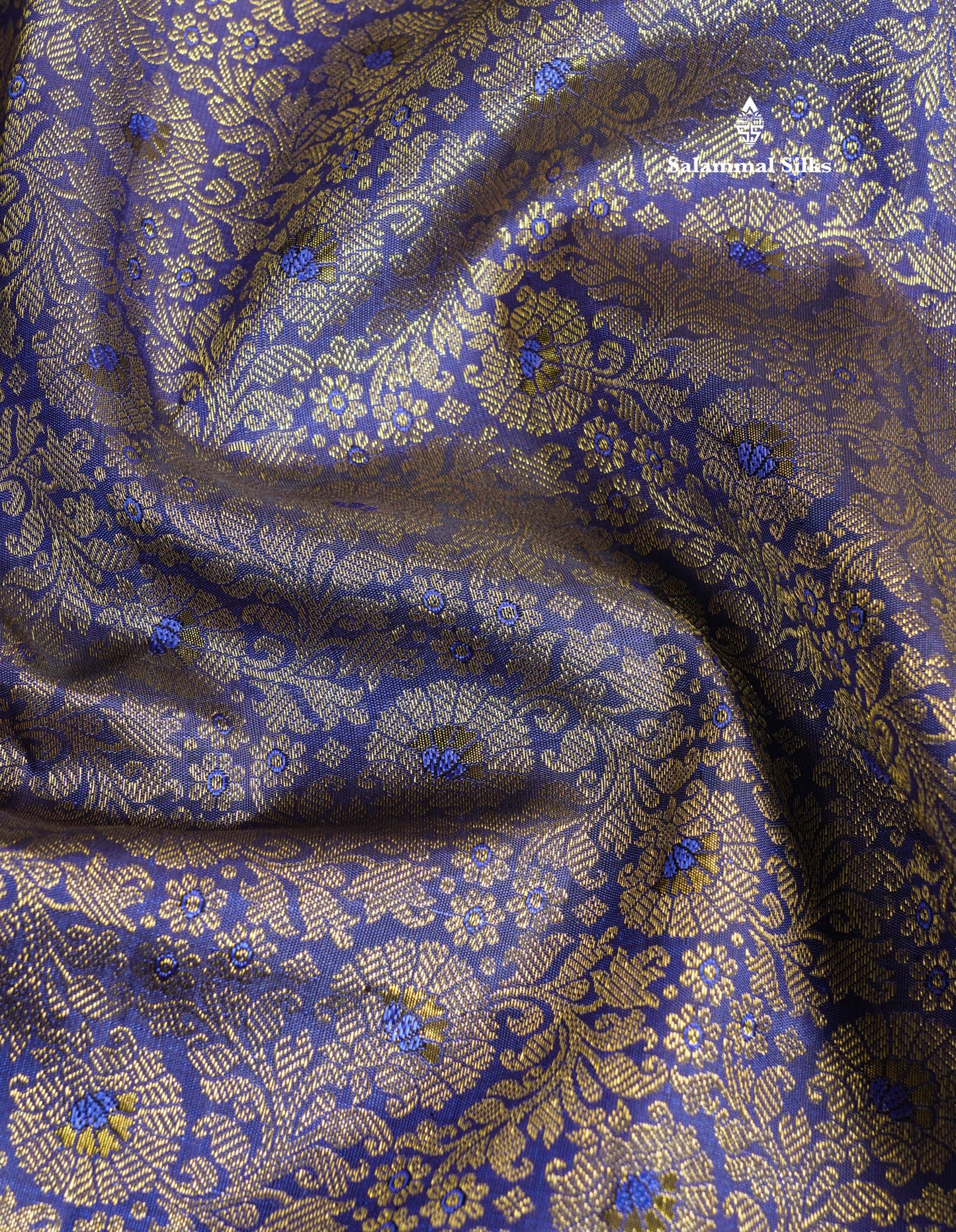 Beautiful Navy Blue Menakari Work Bridal Pure Kanjivaram Silk Saree With Self Border