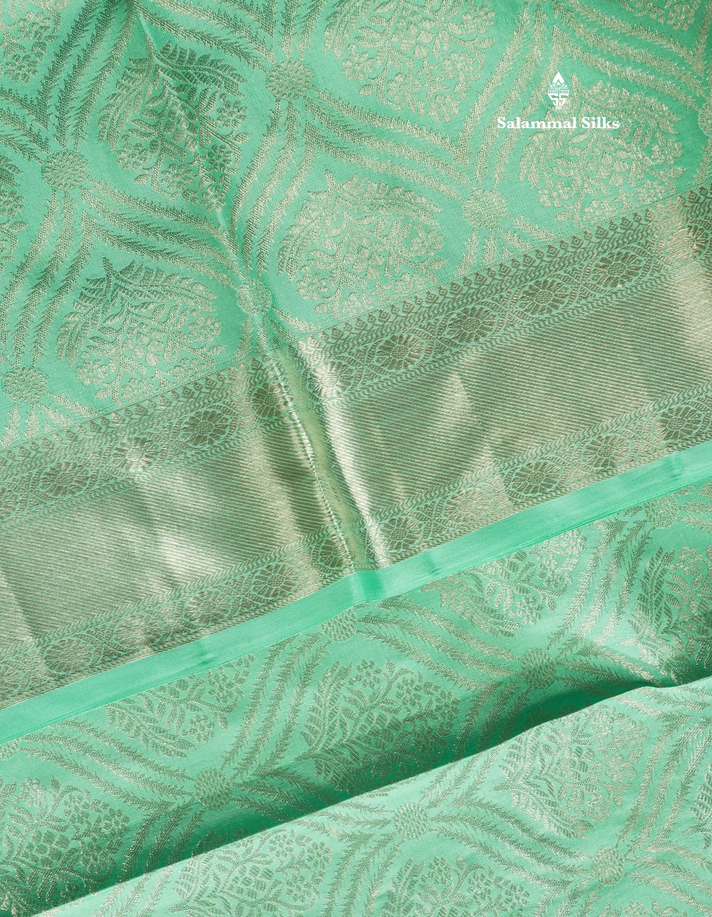 Beautiful Sea Green Bridal Pure Kanjivaram Silk Saree With Self Border