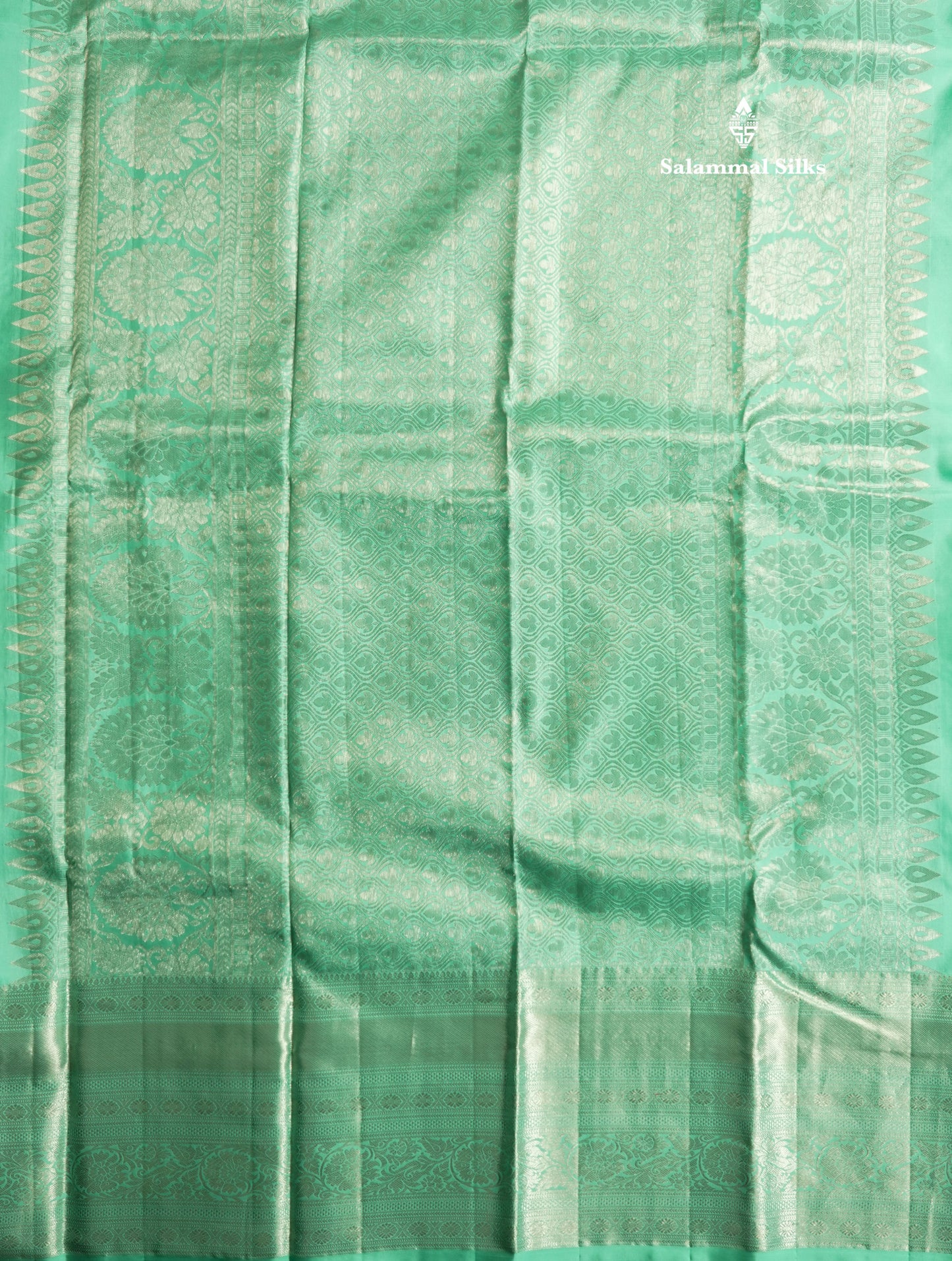 Beautiful Sea Green Bridal Pure Kanjivaram Silk Saree With Self Border