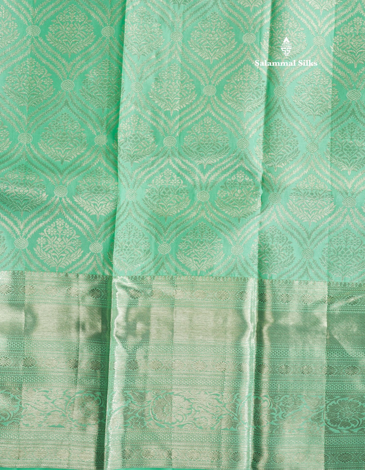 Beautiful Sea Green Bridal Pure Kanjivaram Silk Saree With Self Border