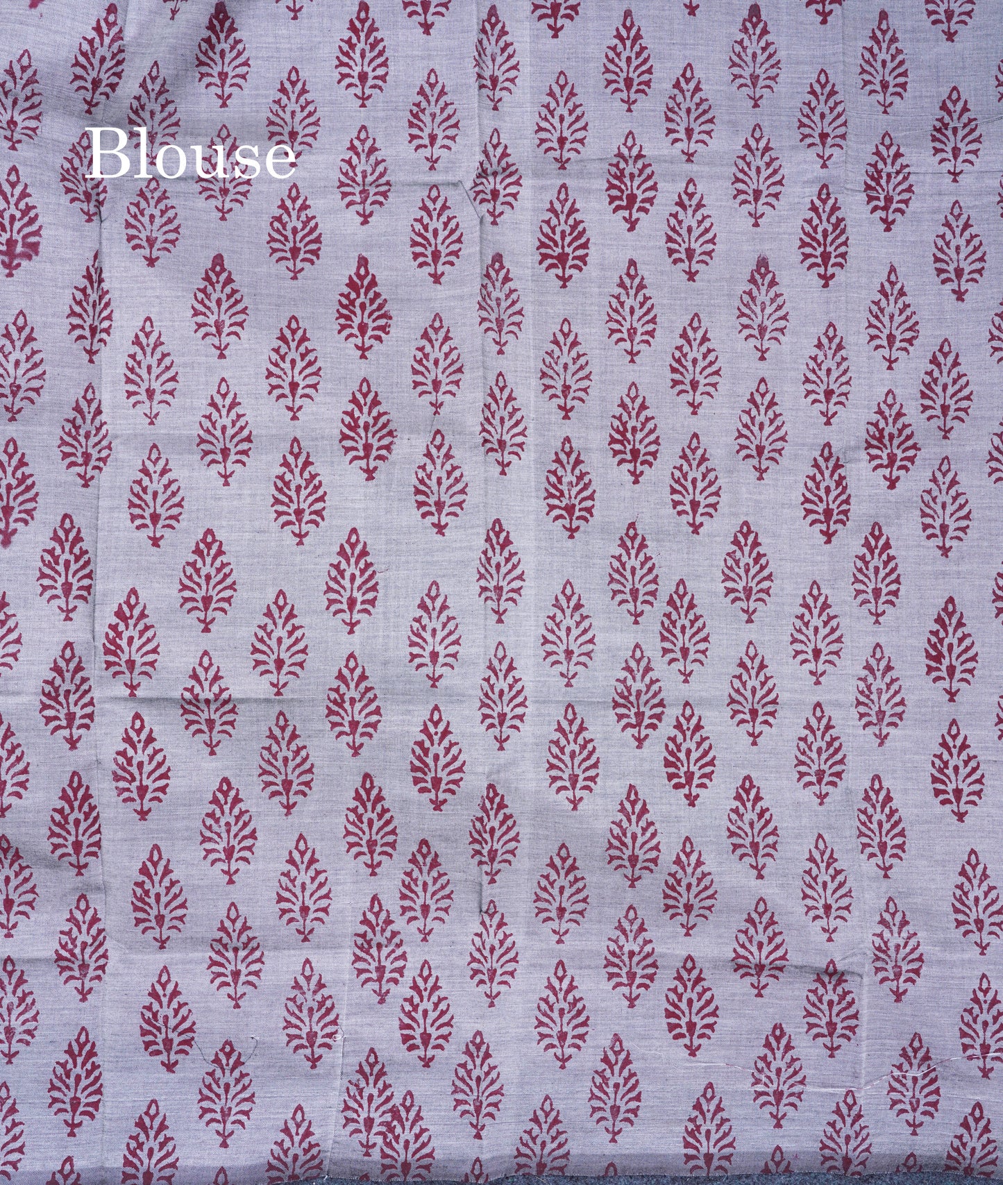 Beautiful Dark Maroon South Cotton Printed Saree With Contrast Grey White Blouse