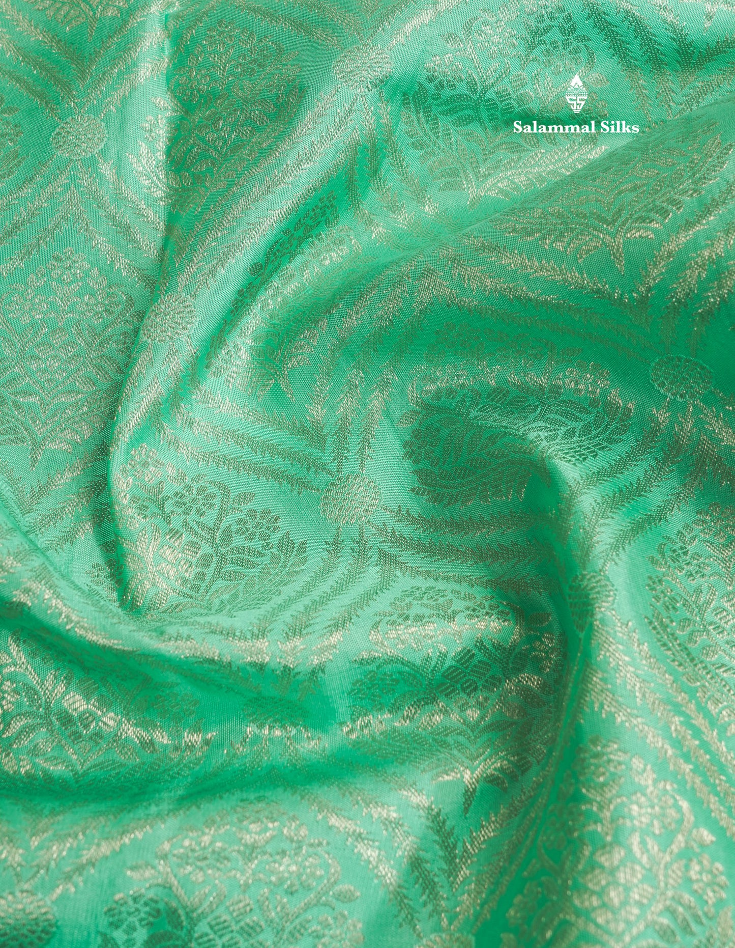 Beautiful Sea Green Bridal Pure Kanjivaram Silk Saree With Self Border