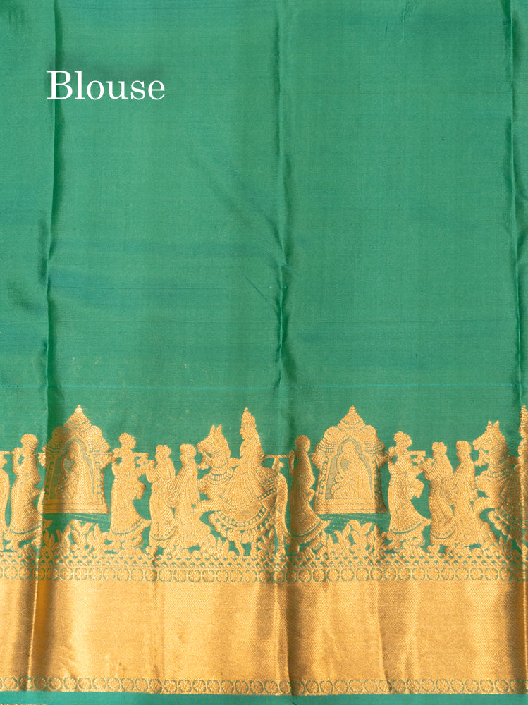 Dark Brown Colour Pure Kanjivaram Silk Saree with Pallakku Border