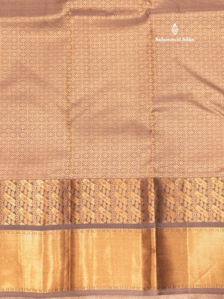 Grey Colour Plain Pure Kanjivaram Silk Saree with Pallakku Border