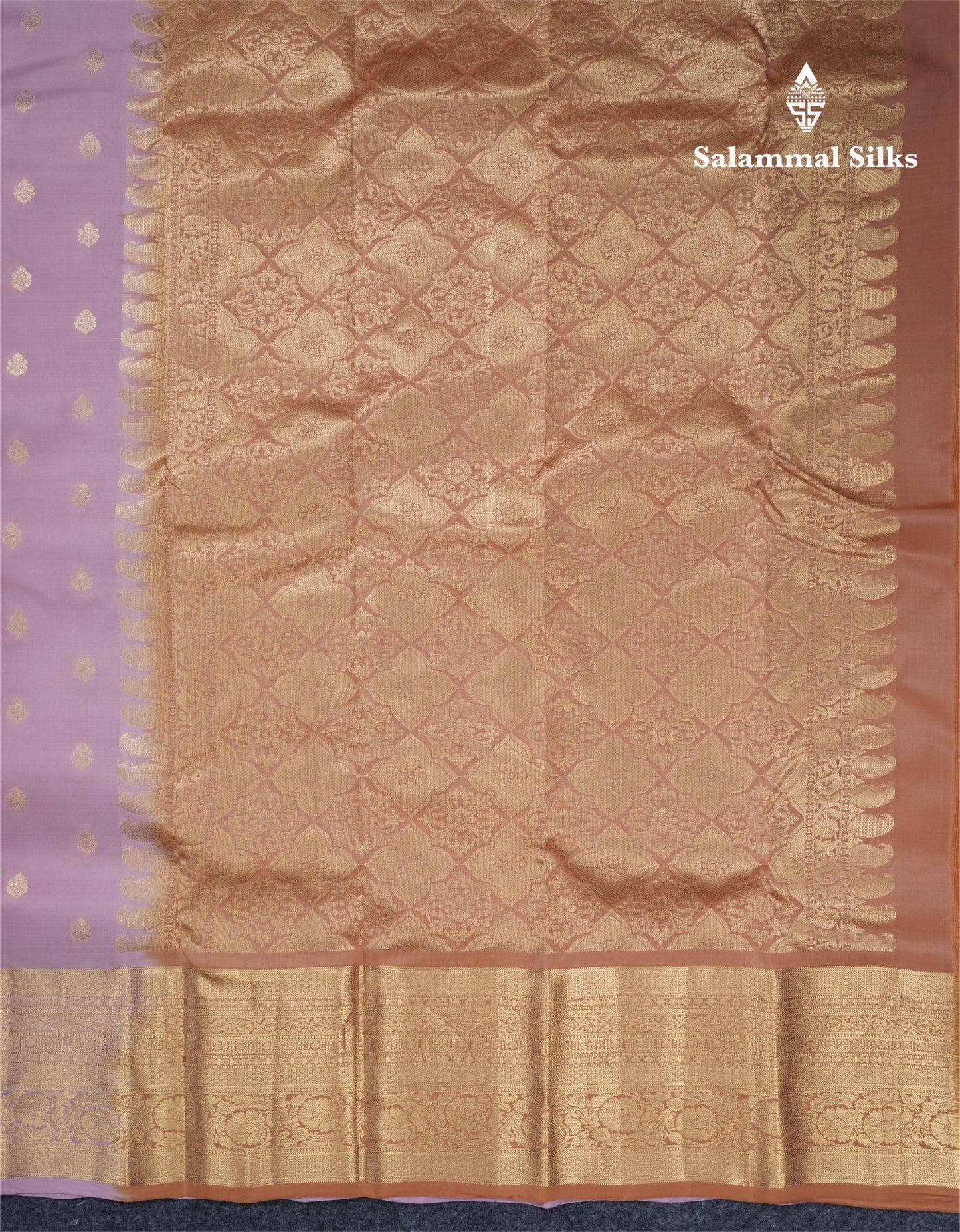 Baby Pink Puremix Silk Saree With Contrast Bronze Blouse