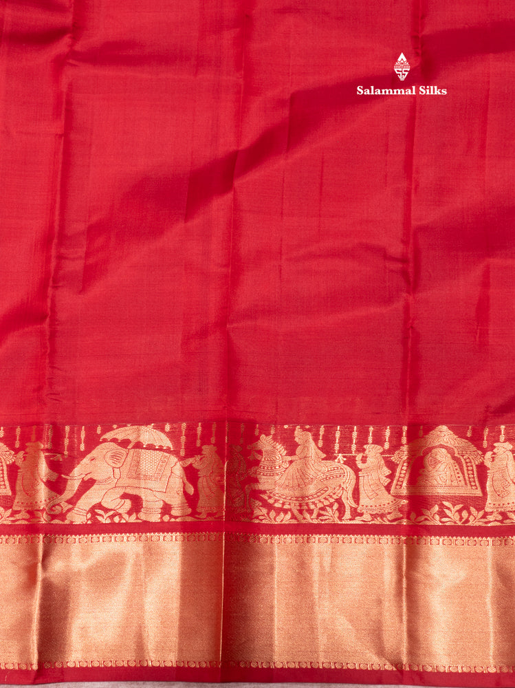 Maroon Colour Plain Pure Kanjivaram Silk Saree with Pallakku Border