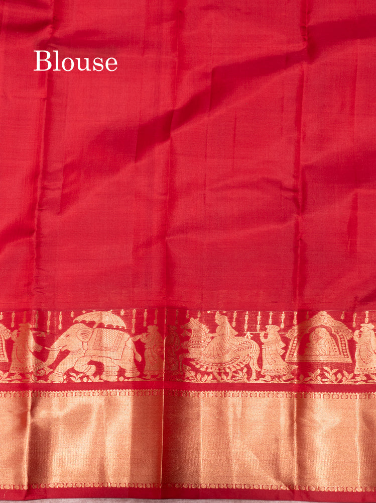 Maroon Colour Plain Pure Kanjivaram Silk Saree with Pallakku Border
