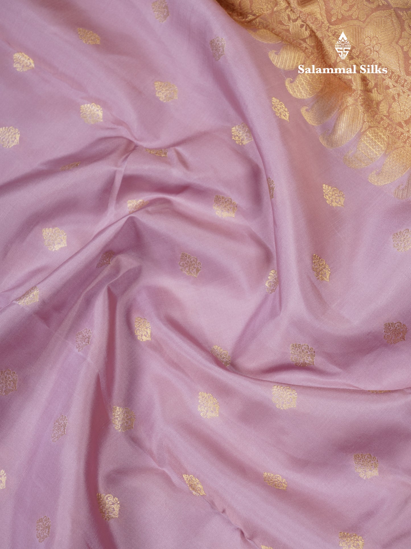 Baby Pink Puremix Silk Saree With Contrast Bronze Blouse