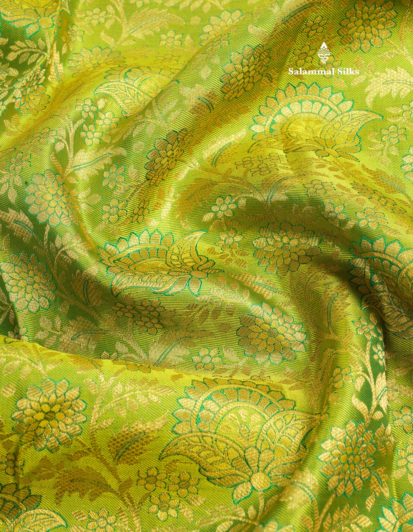 Parrot Green Bridal Pure Kanjivaram Silk Saree With Contrast Sea Green Border