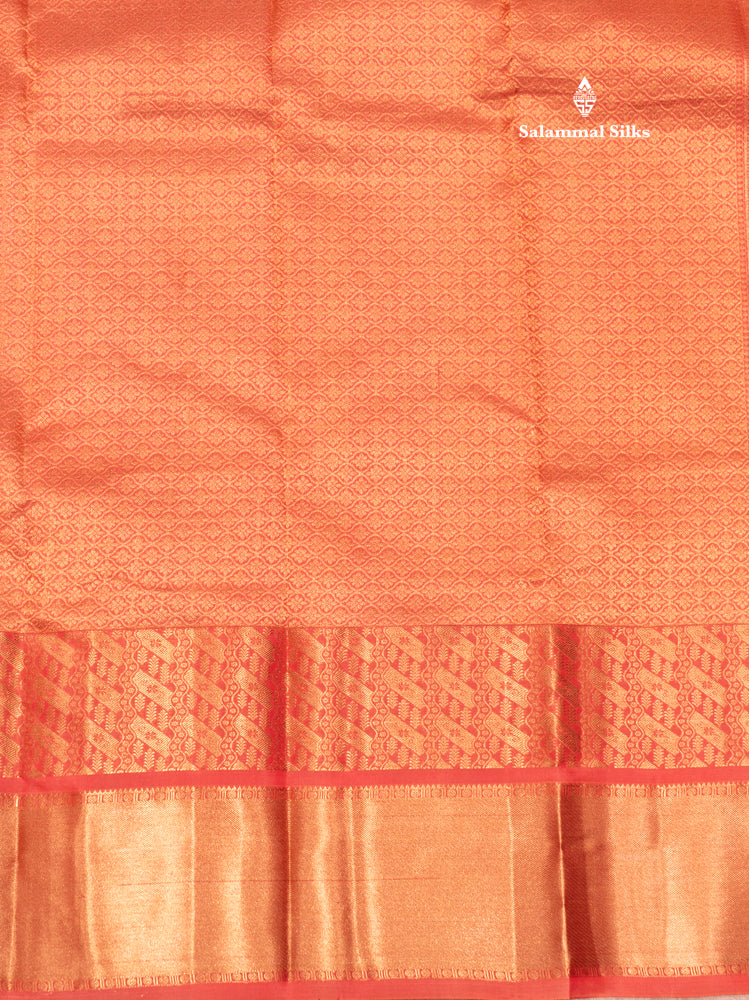 Pinkish Peach Colour Plain Pure Kanjivaram Silk Saree with Pallakku Border