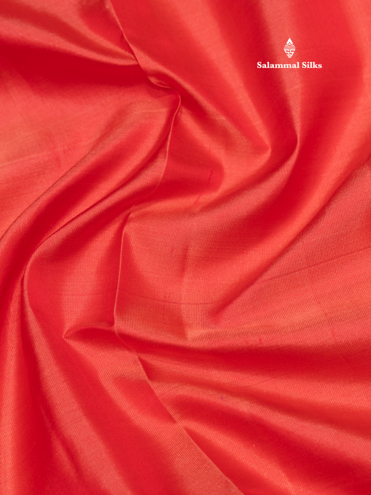 Pinkish Peach Colour Plain Pure Kanjivaram Silk Saree with Pallakku Border