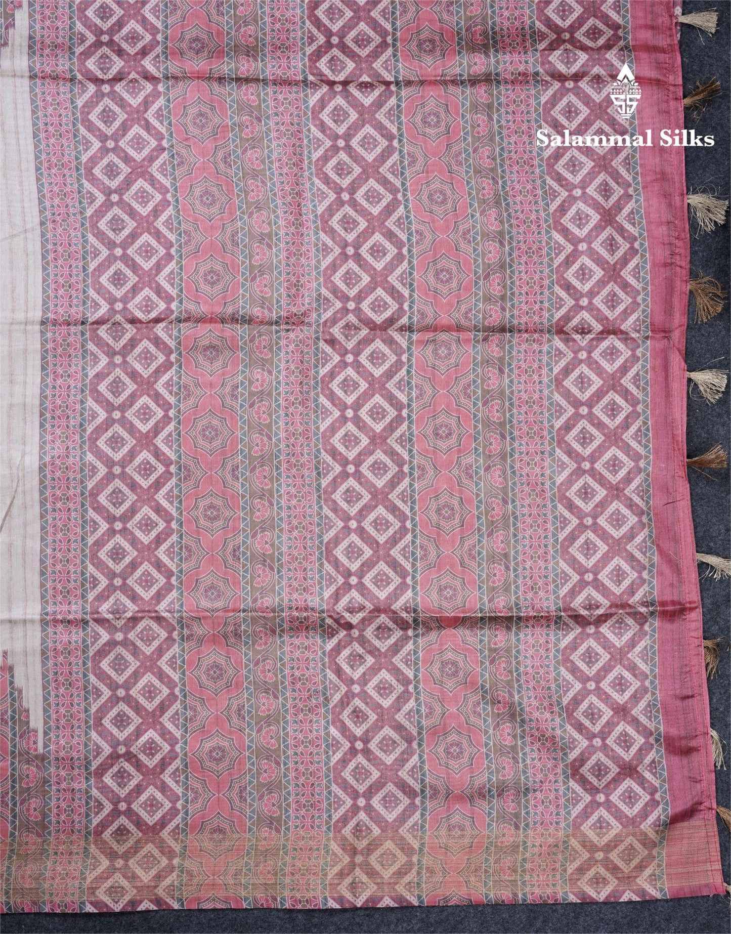 Sandal Semi Tussar Saree With Contrast Grey Fancy Border