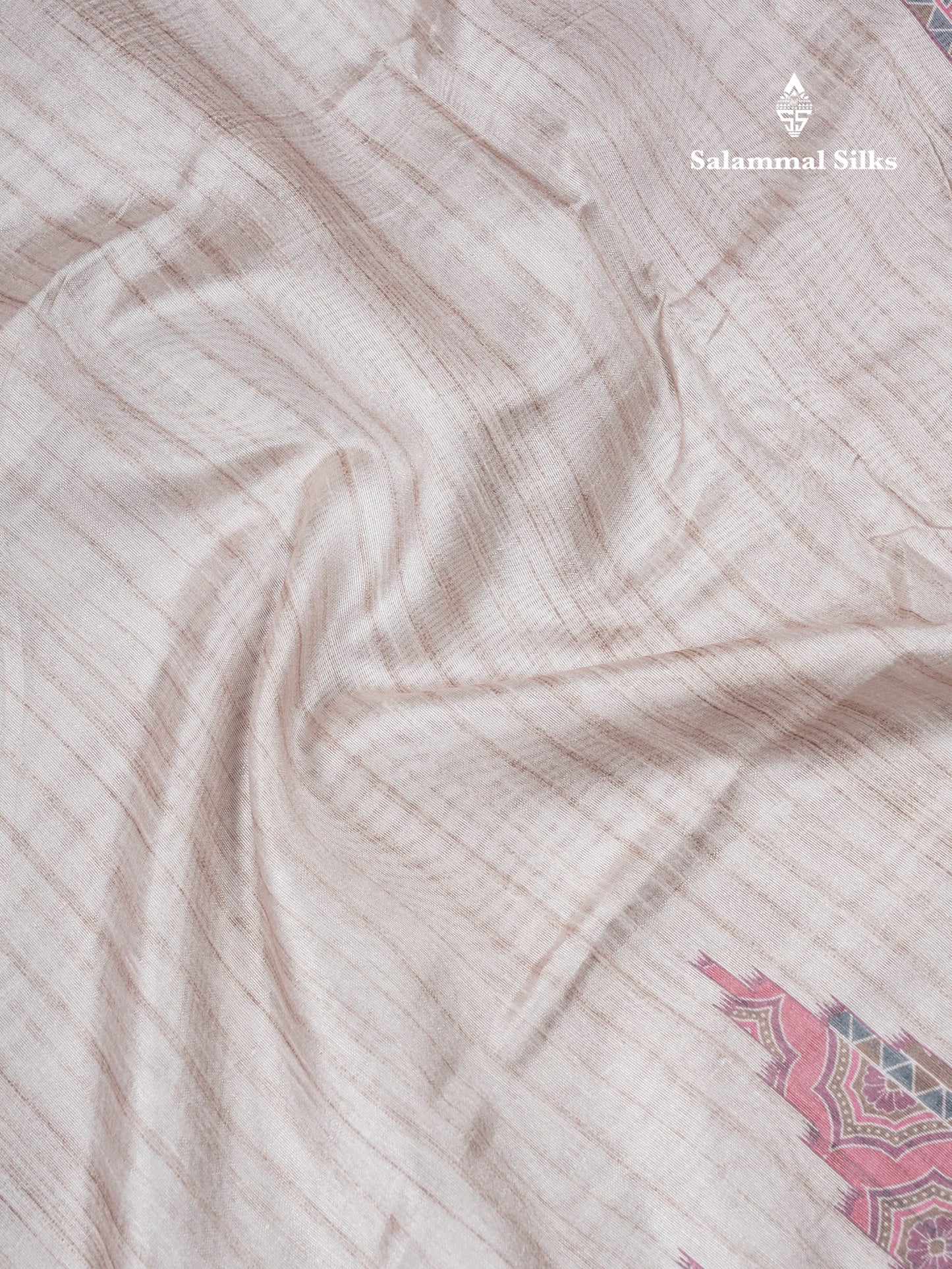 Sandal Semi Tussar Saree With Contrast Grey Fancy Border