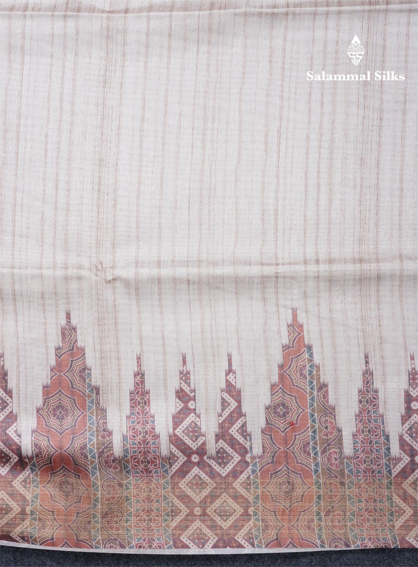 Sandal Semi Tussar Saree With Contrast Grey Fancy Border