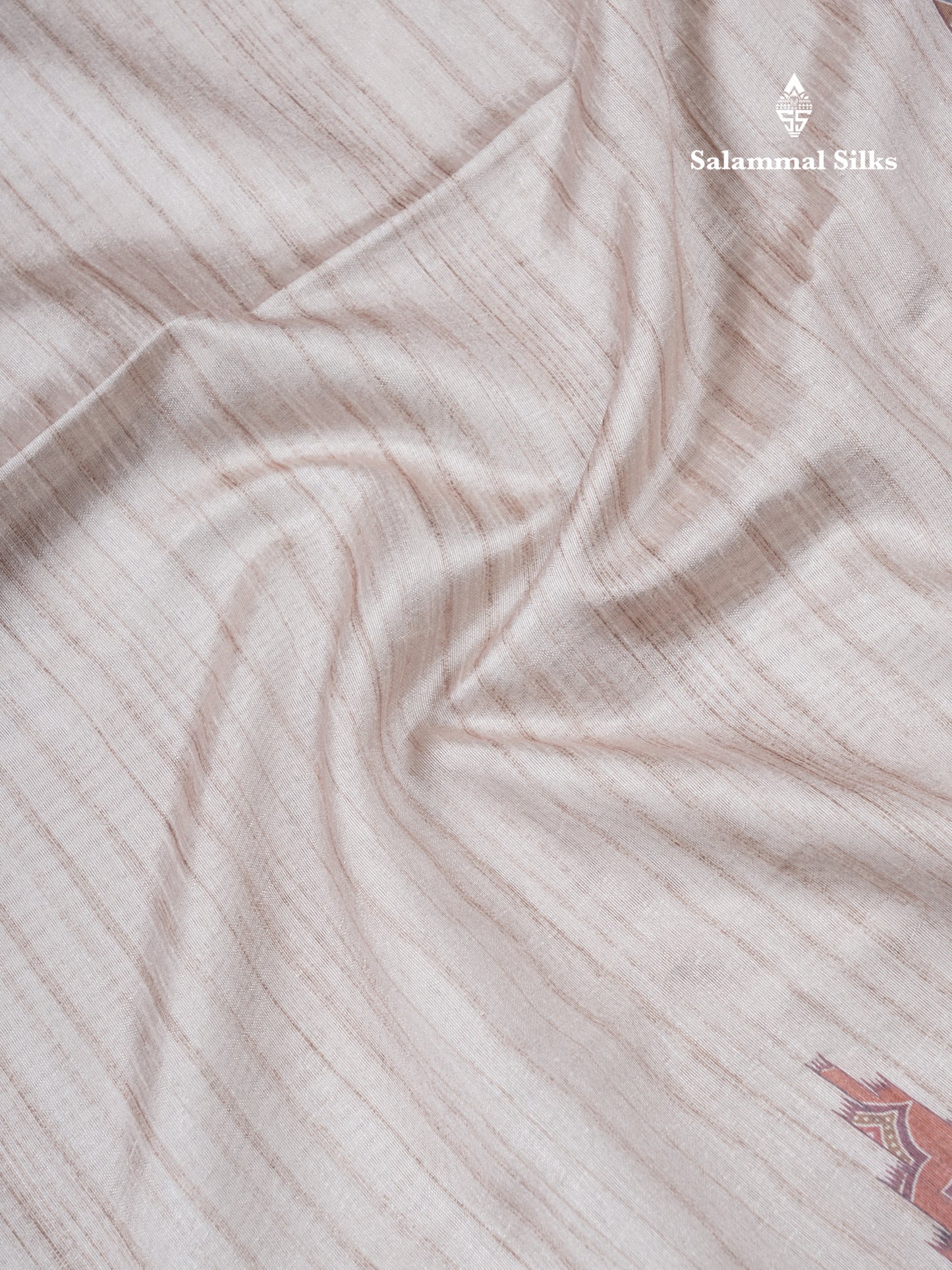 Sandal Semi Tussar Saree With Contrast Grey Fancy Border