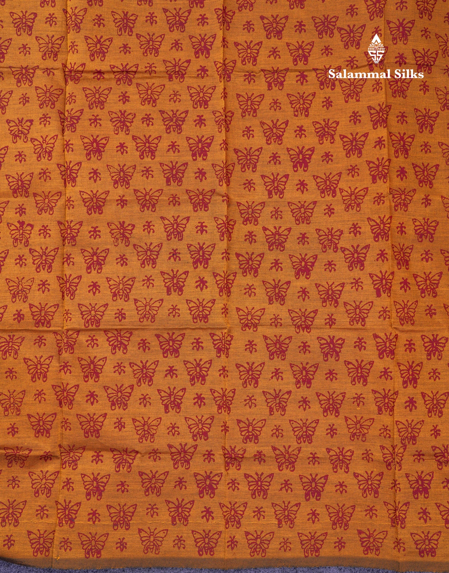Beautiful Redish Maroon South Cotton Printed Saree With Contrast Mustard Yellow Blouse