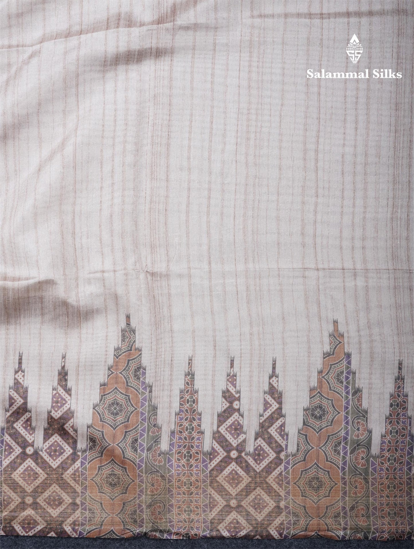 Sandal Semi Tussar Saree With Contrast Grey Fancy Border