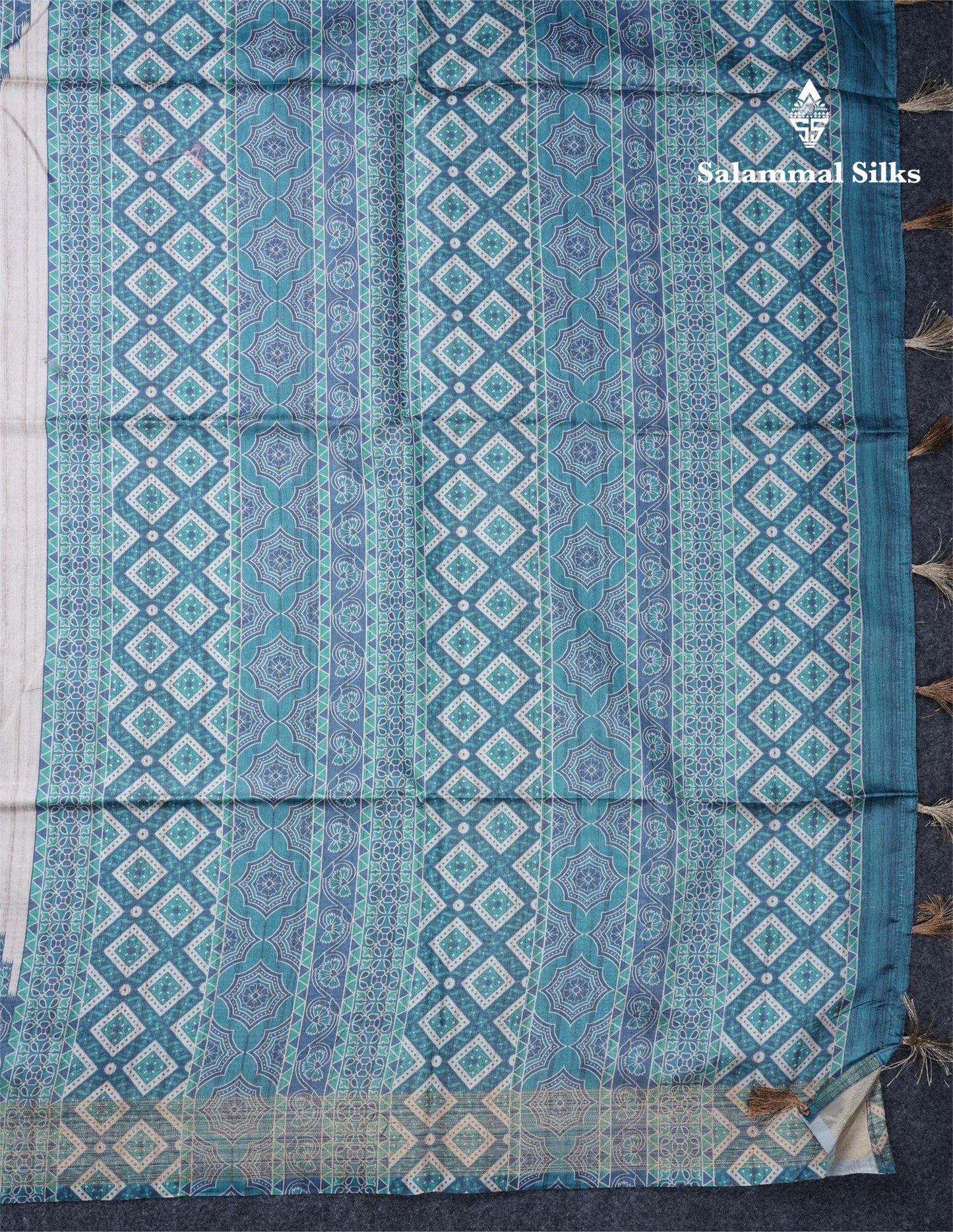 Sandal Semi Tussar Saree With Contrast Grey Fancy Border