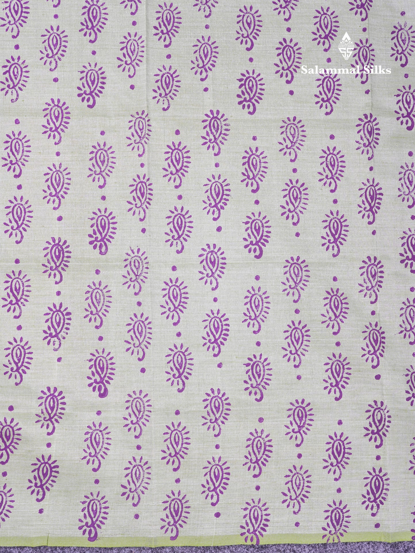 Beautiful Purple South Cotton Printed Saree With Contrast Cream White Blouse