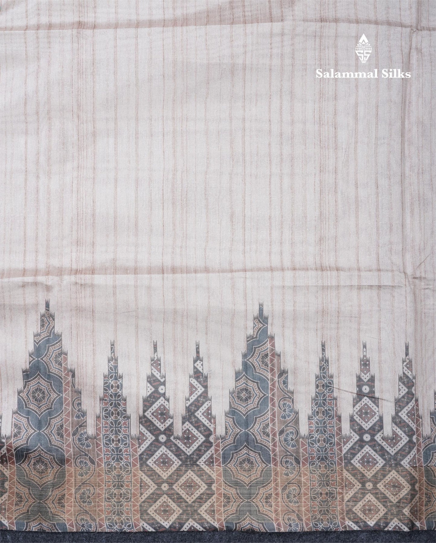 Sandal Semi Tussar Saree With Contrast Grey Fancy Border