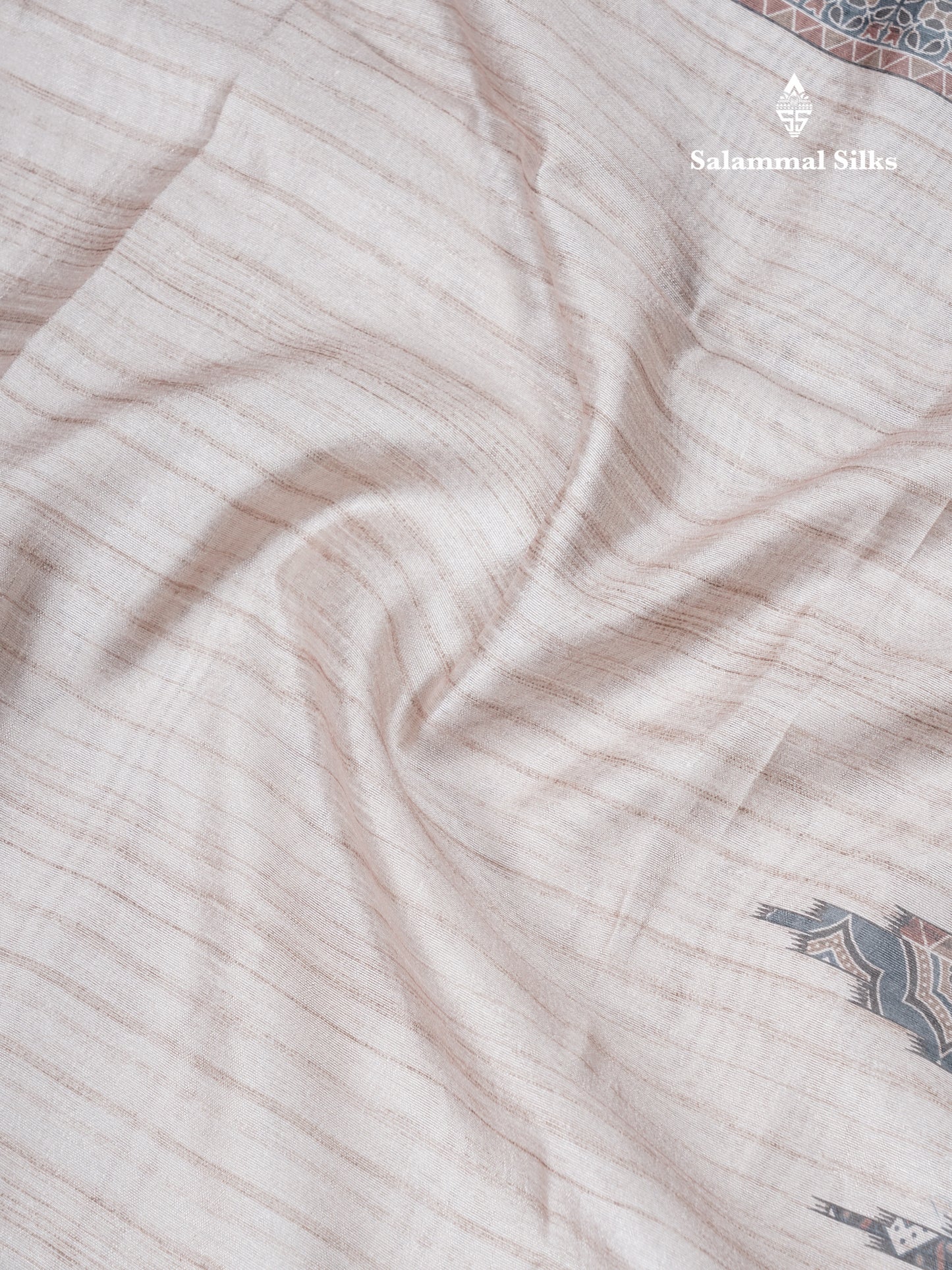 Sandal Semi Tussar Saree With Contrast Grey Fancy Border