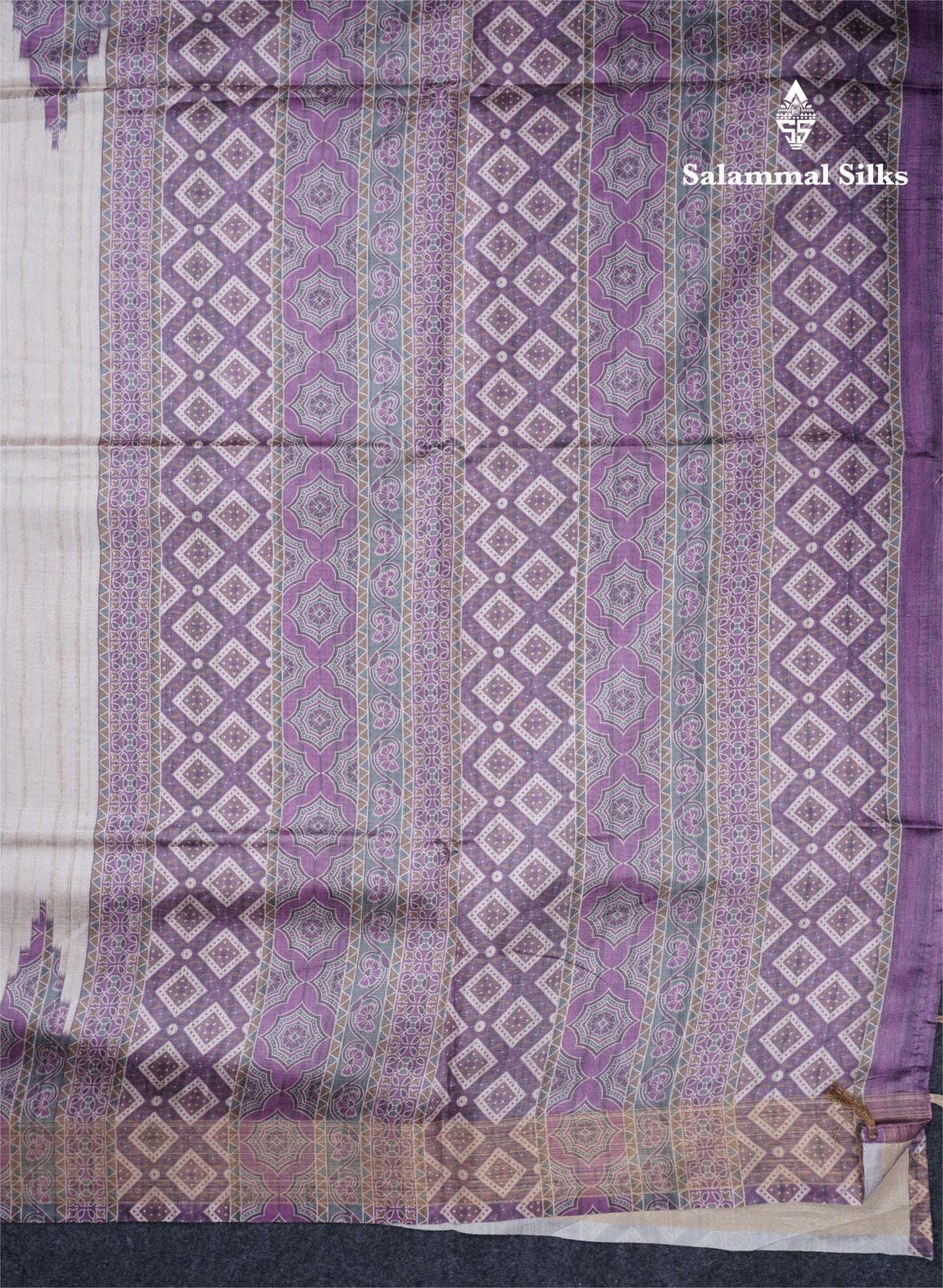 Sandal Semi Tussar Saree With Contrast Grey Fancy Border