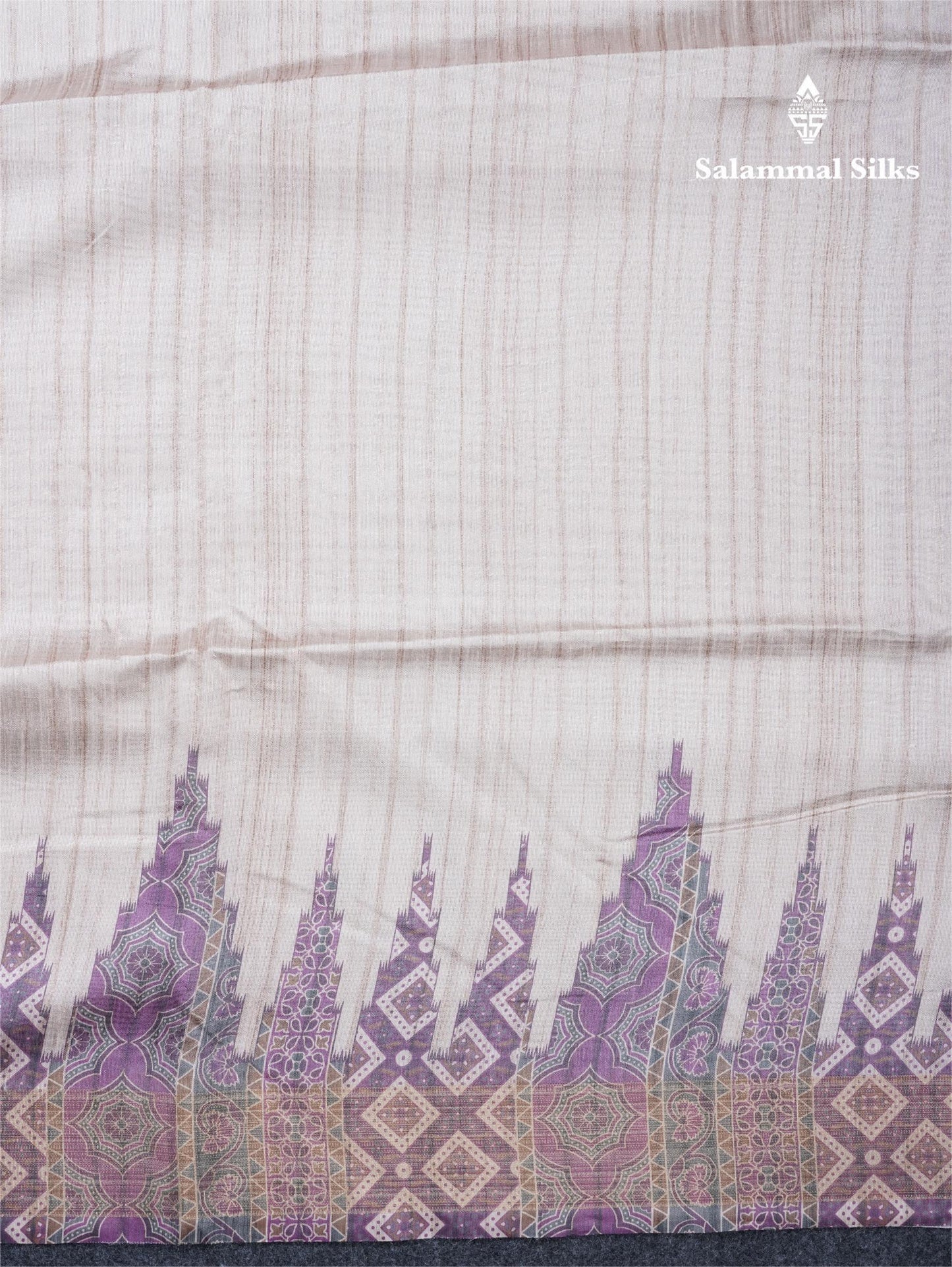 Sandal Semi Tussar Saree With Contrast Grey Fancy Border