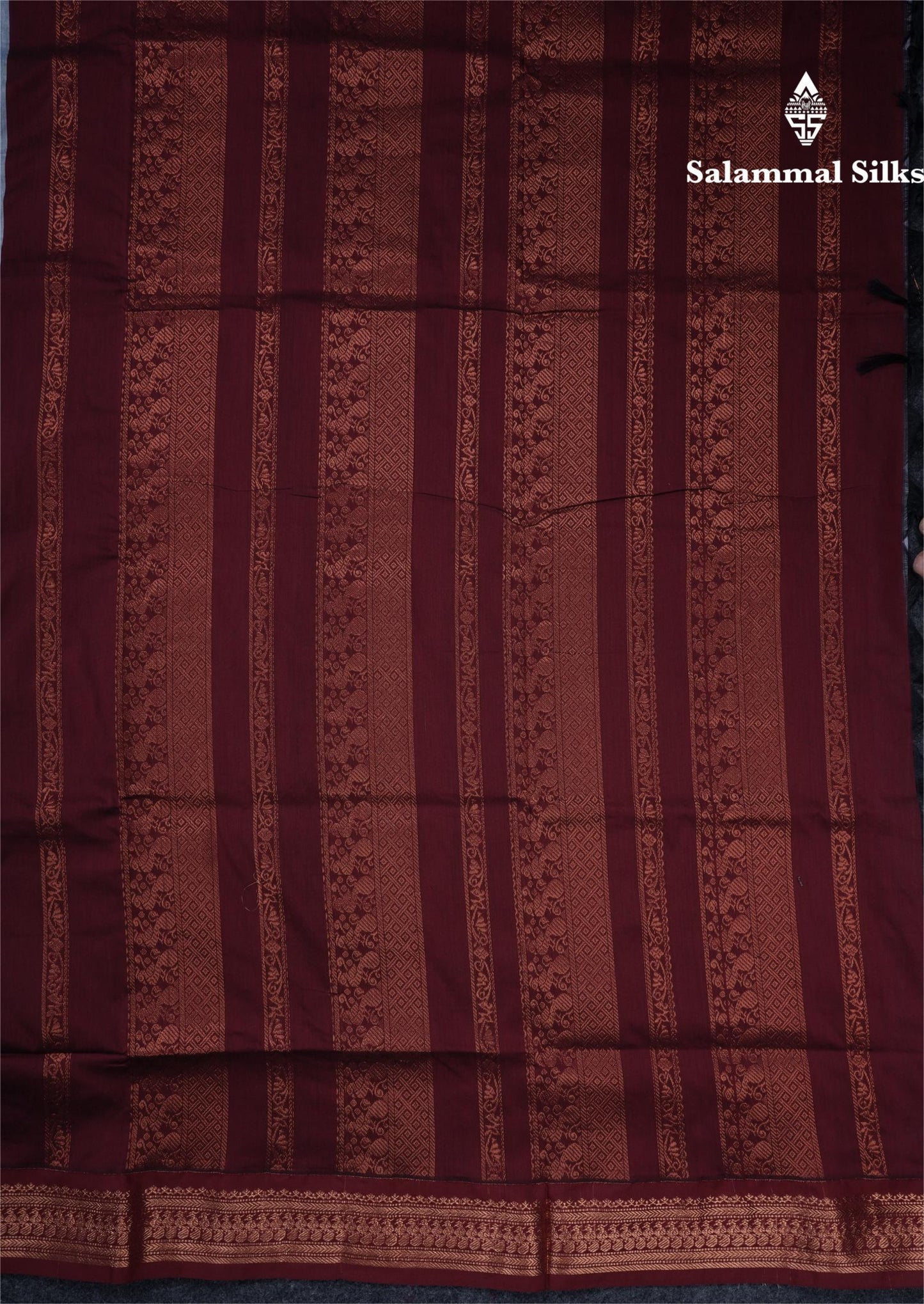 Blueish Grey Kalyani Cotton Saree With Contrast Maroon Border