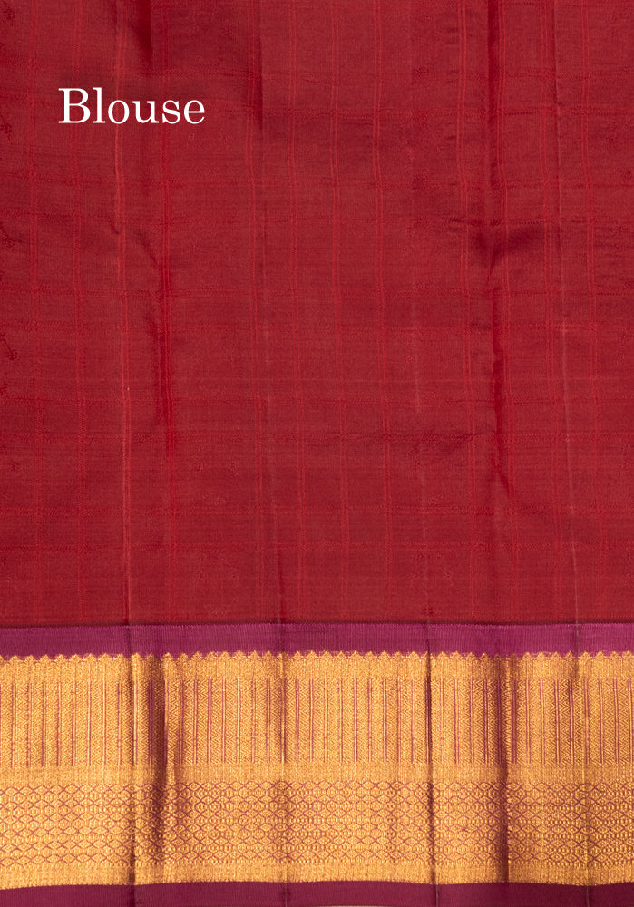 Bottle Green Colour Pure Kanjivaram Silk Saree with Magenta Border
