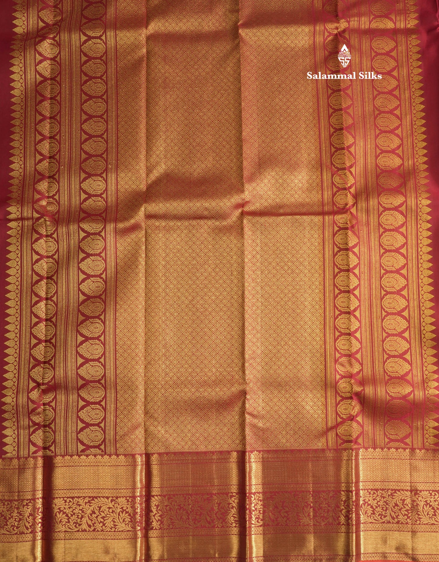 Dark Maroon Bridal Pure Kanjivaram Silk Saree With Self Border