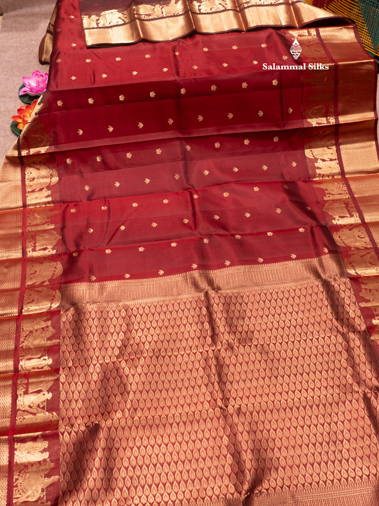 Maroon Colour Pure Kanjivaram Silk Saree with Pallakku Border