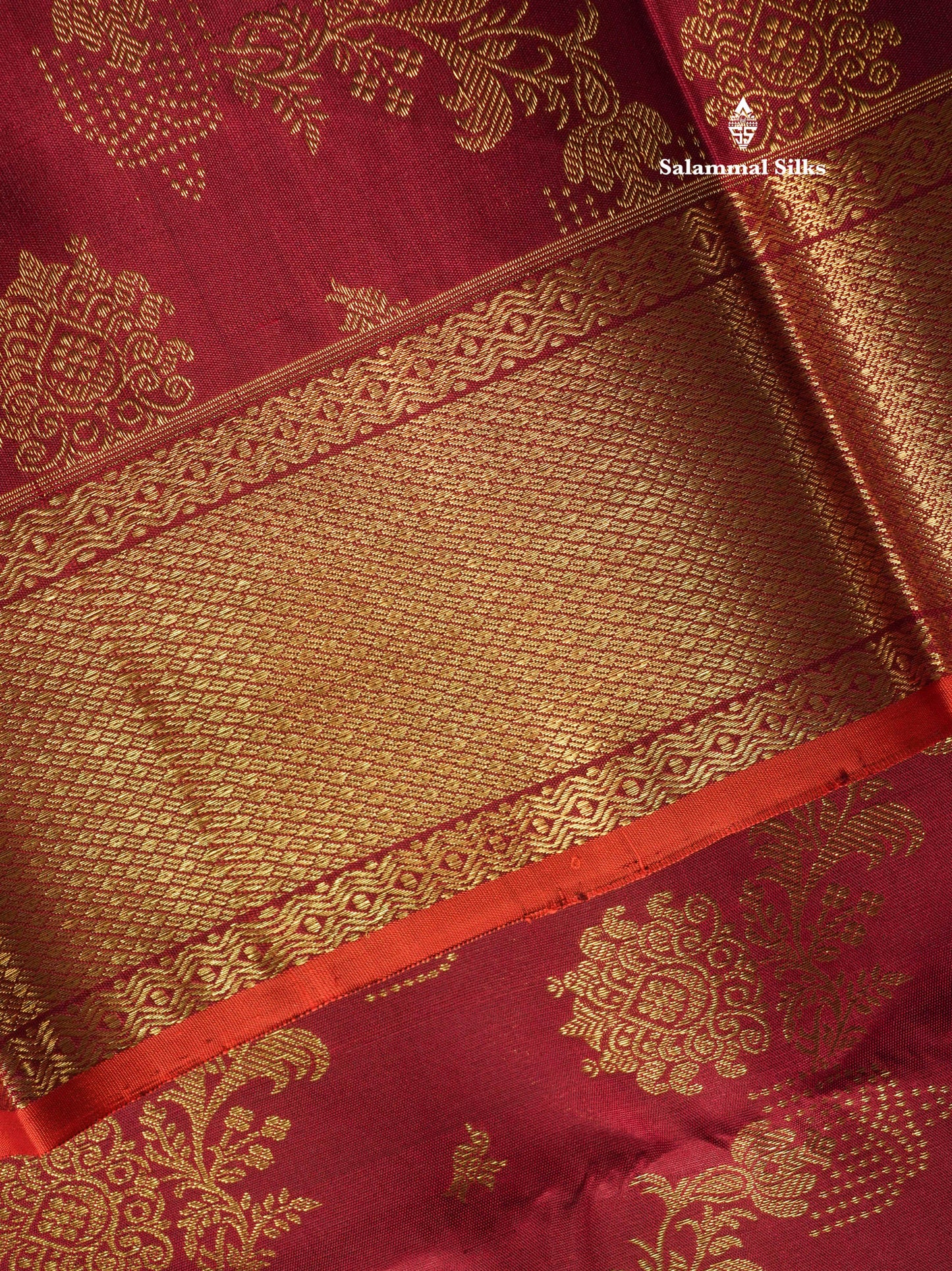 Dark Maroon Bridal Pure Kanjivaram Silk Saree With Self Border