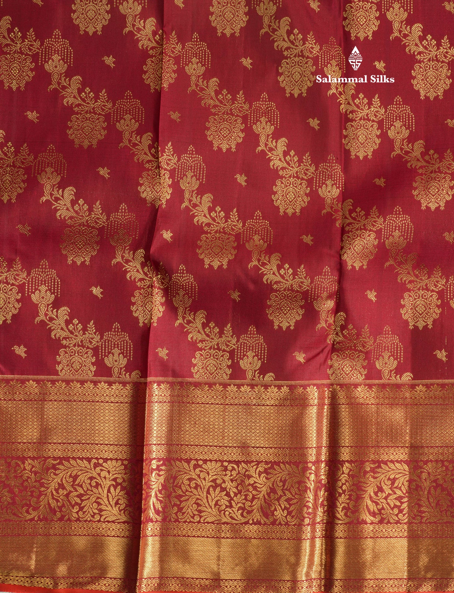 Dark Maroon Bridal Pure Kanjivaram Silk Saree With Self Border