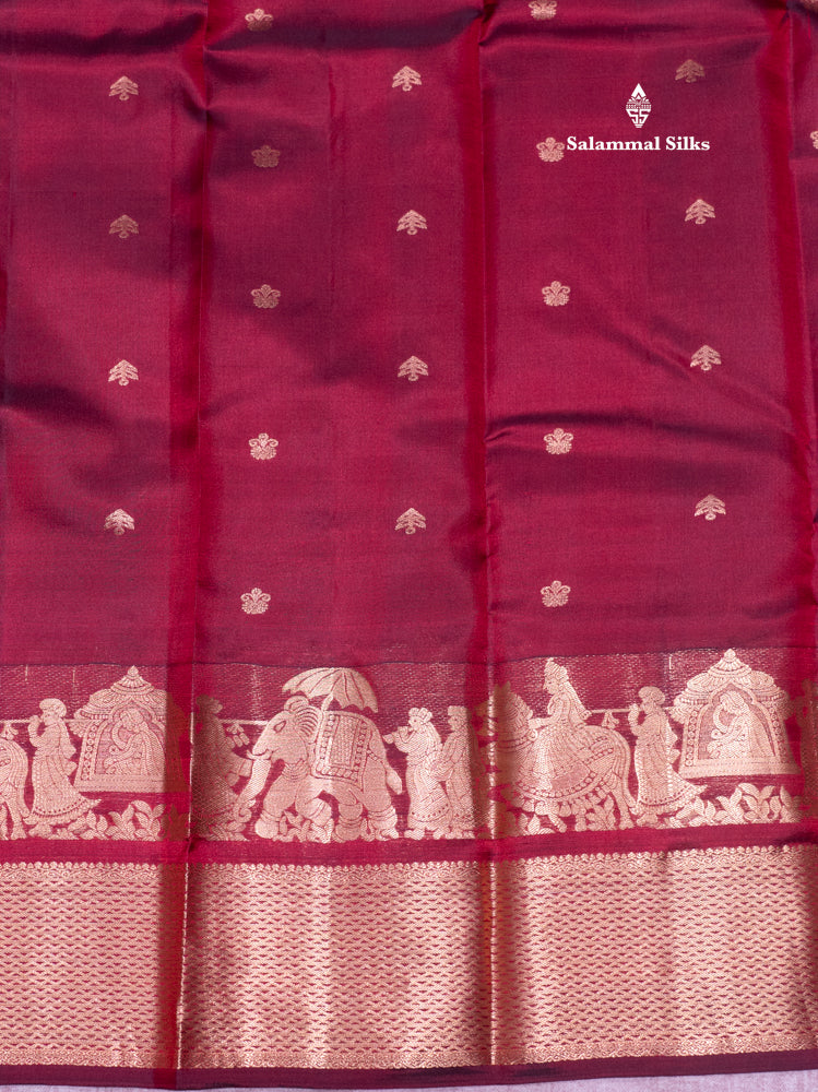 Maroon Colour Pure Kanjivaram Silk Saree with Pallakku Border