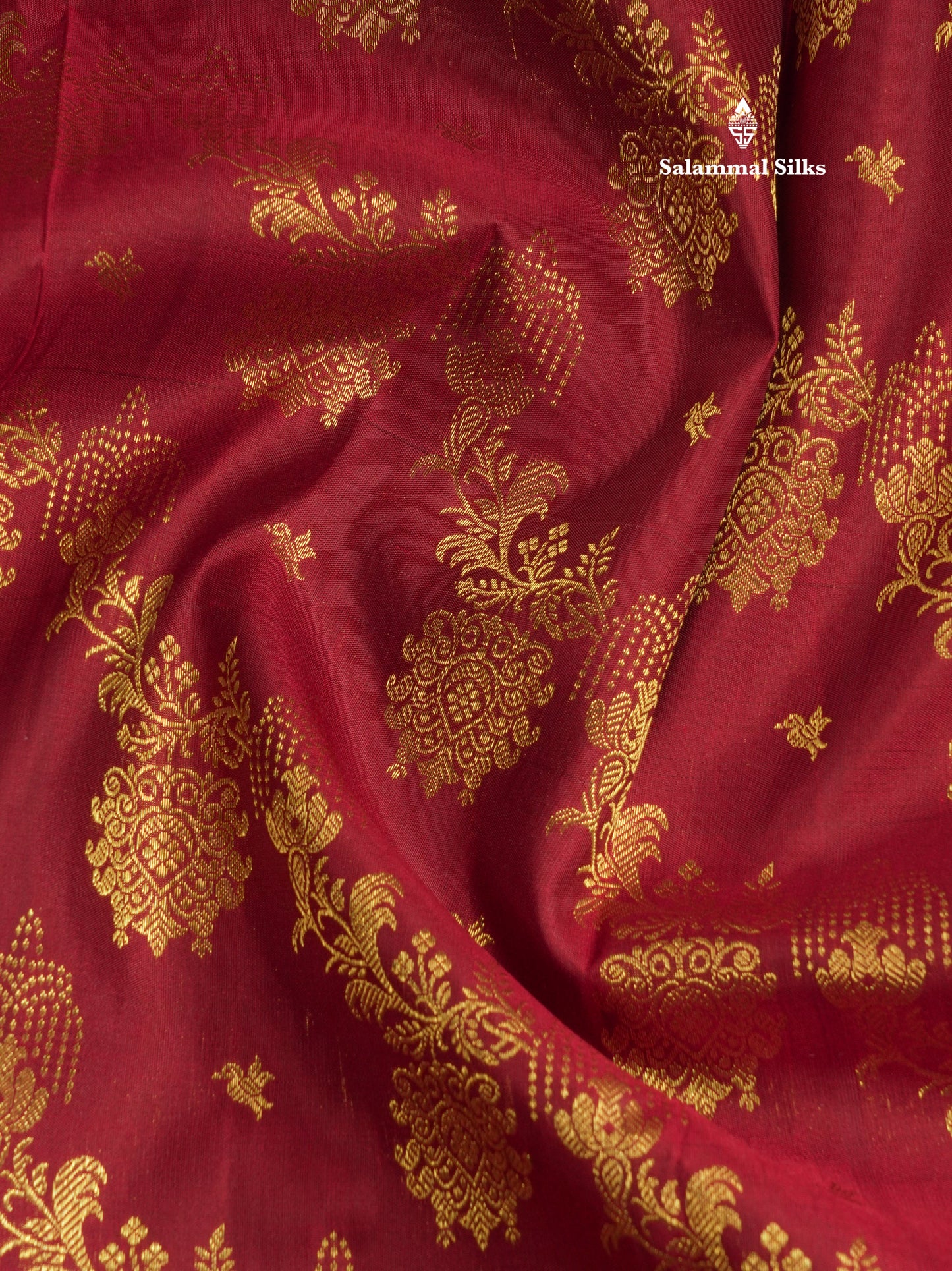 Dark Maroon Bridal Pure Kanjivaram Silk Saree With Self Border