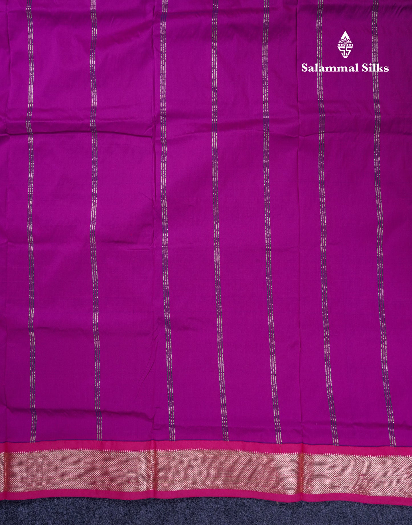 9.5 Yards Semi Silk Saree Violet With Contrast Pink Traditional Border