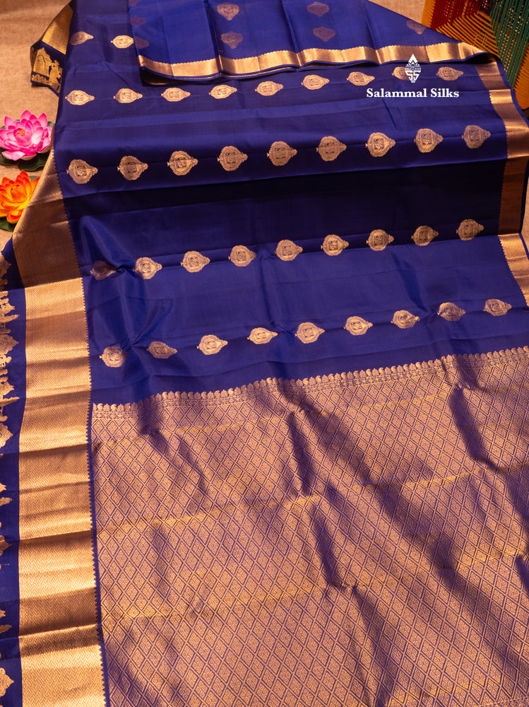 Royal Blue Colour Pure Kanjivaram Silk Saree with Pallakku Border