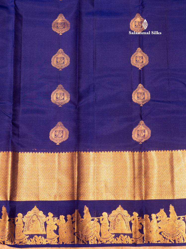 Royal Blue Colour Pure Kanjivaram Silk Saree with Pallakku Border