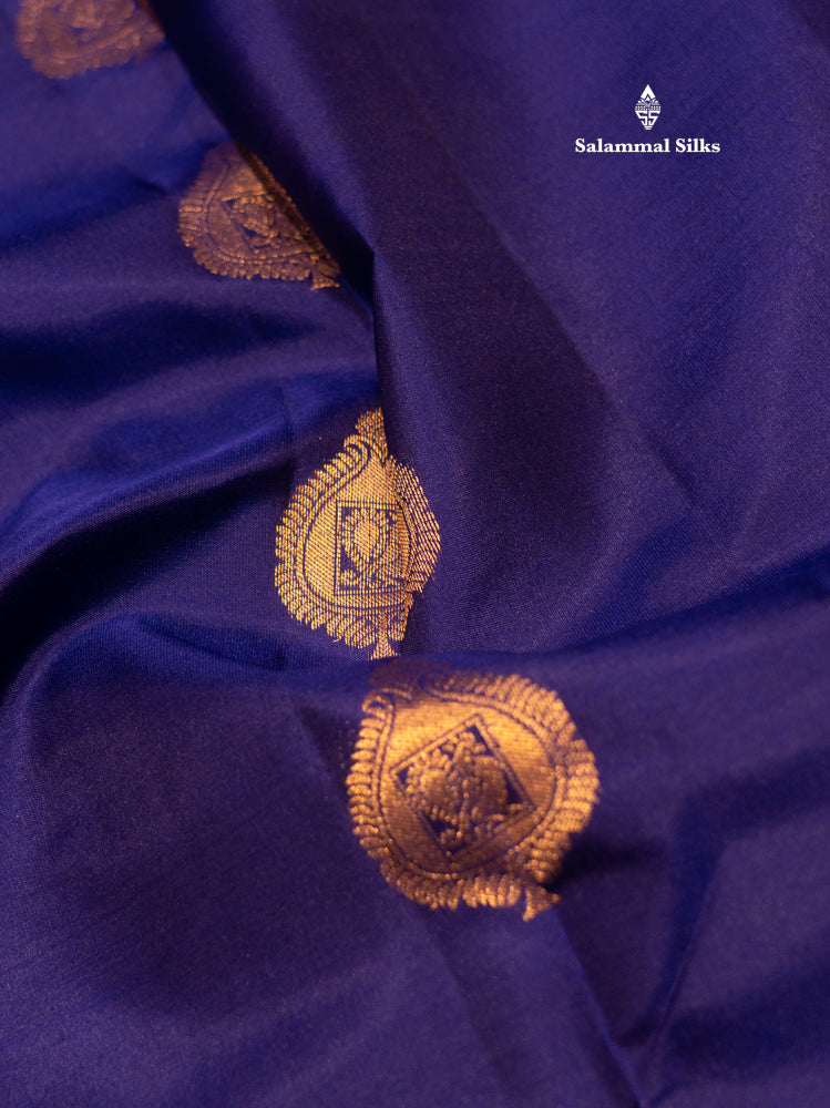 Royal Blue Colour Pure Kanjivaram Silk Saree with Pallakku Border