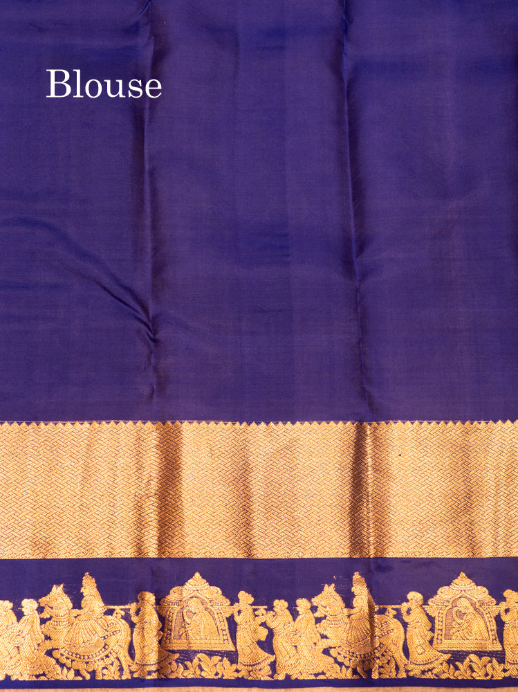 Royal Blue Colour Pure Kanjivaram Silk Saree with Pallakku Border