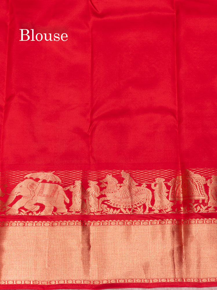 Pista Green Colour Pure Kanjivaram Silk Saree with Pallakku Border